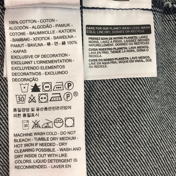 Levis Red Tab Womens Size X-Small XS Blue Flag Logo Trucker Denim Jean Jacket - Picture 9 of 9